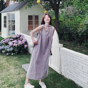 紫色牛仔无袖背心连衣裙女2025夏季新款显瘦独特绝美感高级感长裙图片