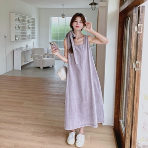 紫色牛仔无袖背心连衣裙女2025夏季新款显瘦独特绝美感高级感长裙图片