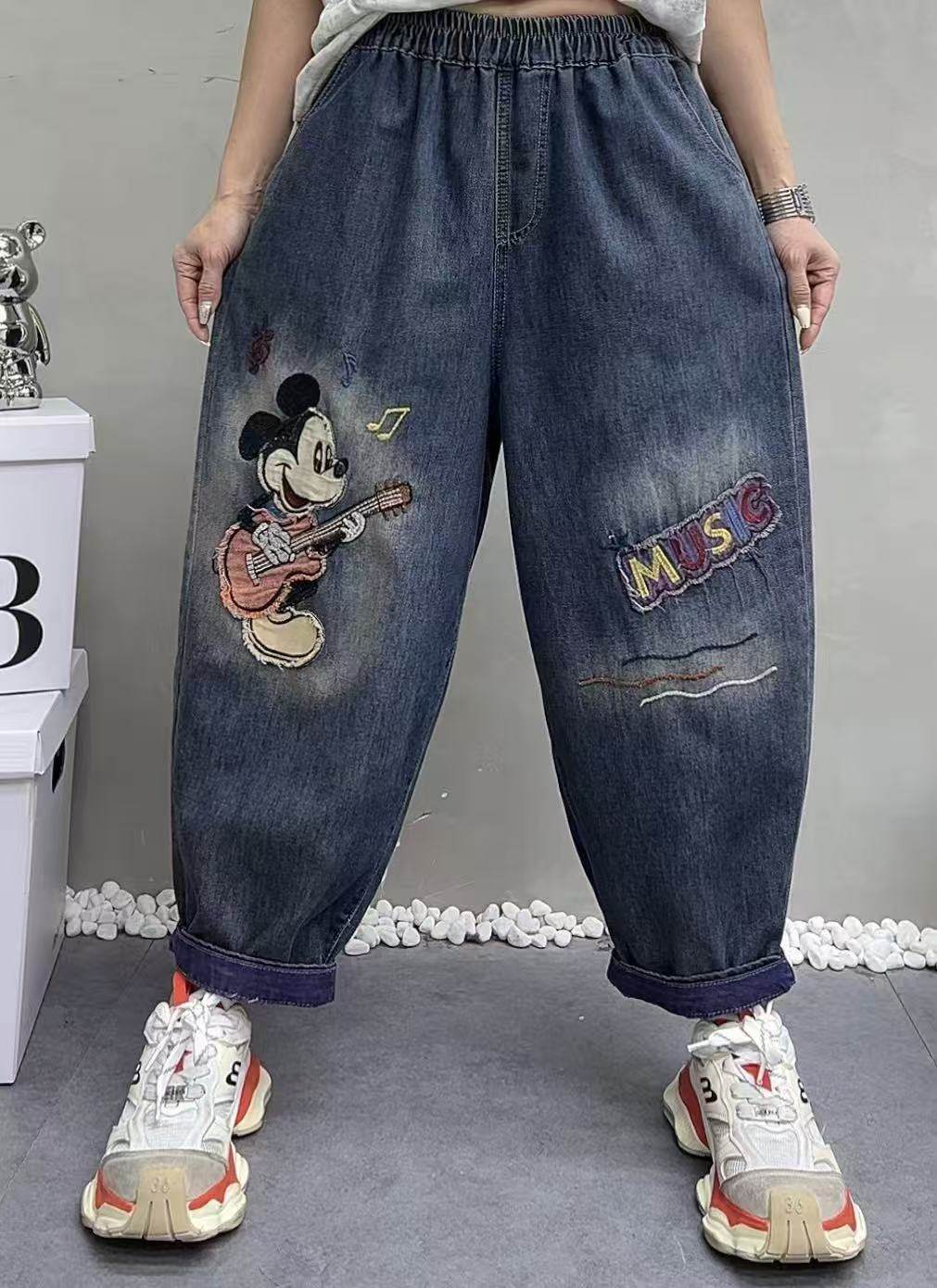 大码宽松牛仔裤女2026年春夏季复古刺绣新款高腰宽松哈伦水洗牛仔,女装/女士精品,休闲裤,淘宝优惠券,粉丝福利购,淘宝优惠卷