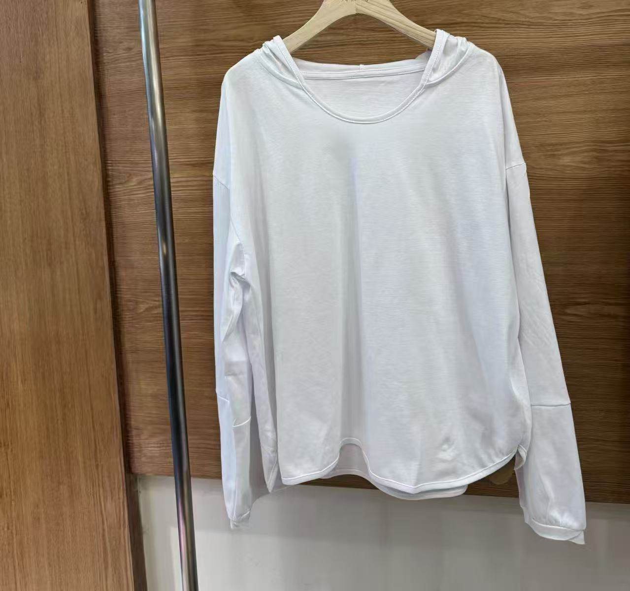 春夏新款大码宽松休闲时尚文艺百搭连帽U领包条包边灯笼袖长袖款