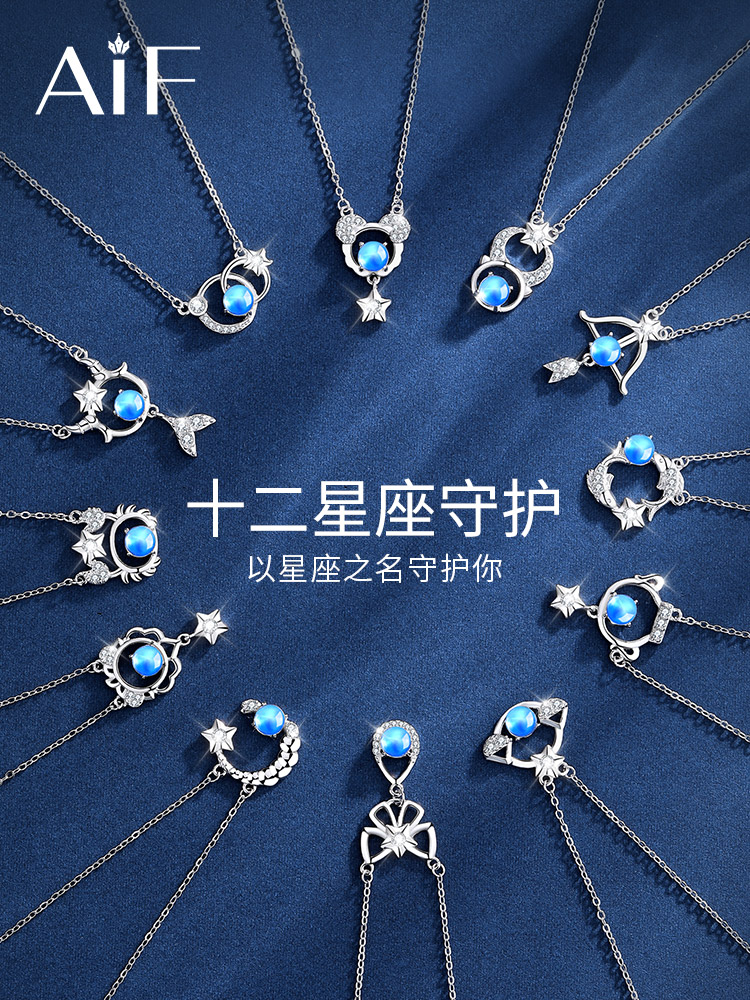 Sterling silver necklace of the twelve zodiac signs, women's 2026 new pendant, high-end birthday gift for girlfriend