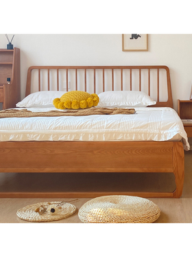 白蜡木全实木民宿135cmx190cm宽的150法式复古中古风120x200婚床