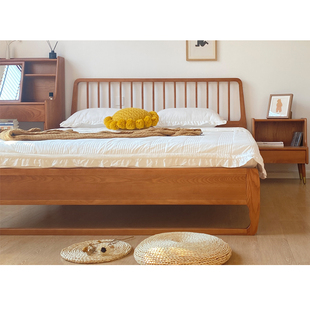 白蜡木全实木民宿135cmx190cm宽的150法式复古中古风120x200婚床