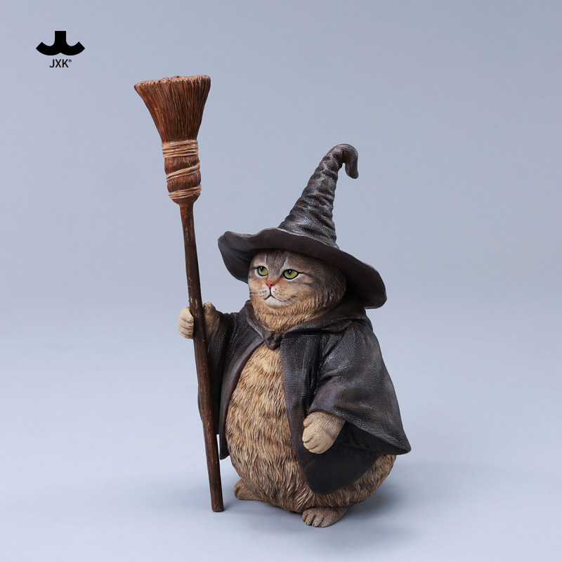 JXK巫师猫仿真猫咪人偶模型魔法师猫猫可爱创意潮流玩具手办礼物