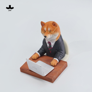 加班狗办公桌面摆件柴犬模型车载创意家居饰品可爱公仔手办礼物