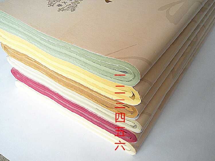 银星宣纸 四尺六尺粉彩浣花笺半生熟 手工制造书法国画创作专用