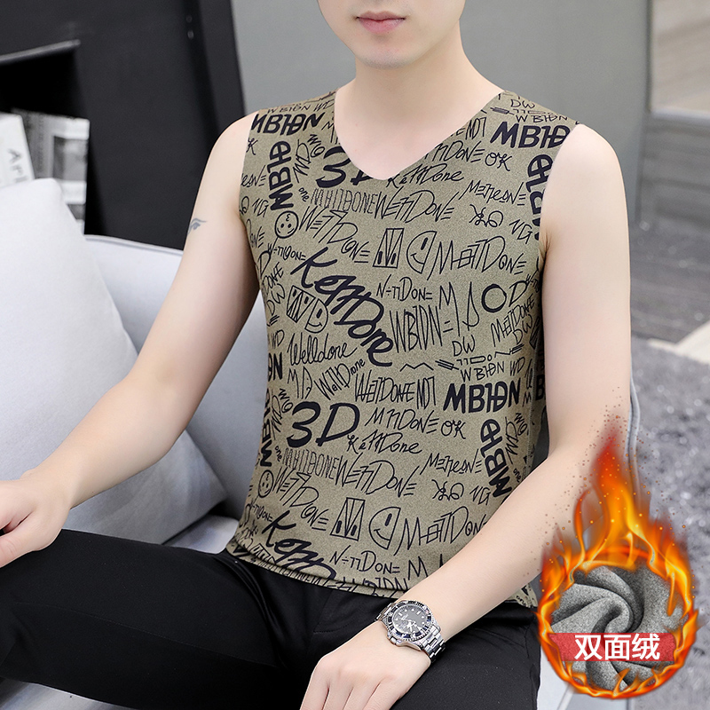 德绒保暖背心男士加厚坎肩自发热马甲内穿无痕运动打底衫男秋冬季