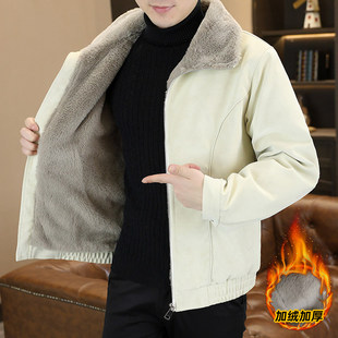 皮衣 加绒加厚皮毛一体双面穿翻领潮流青年翻领大码 2025秋冬装 新款