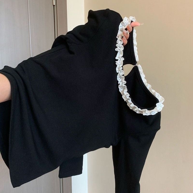 女童长袖打底衫洋气花边领