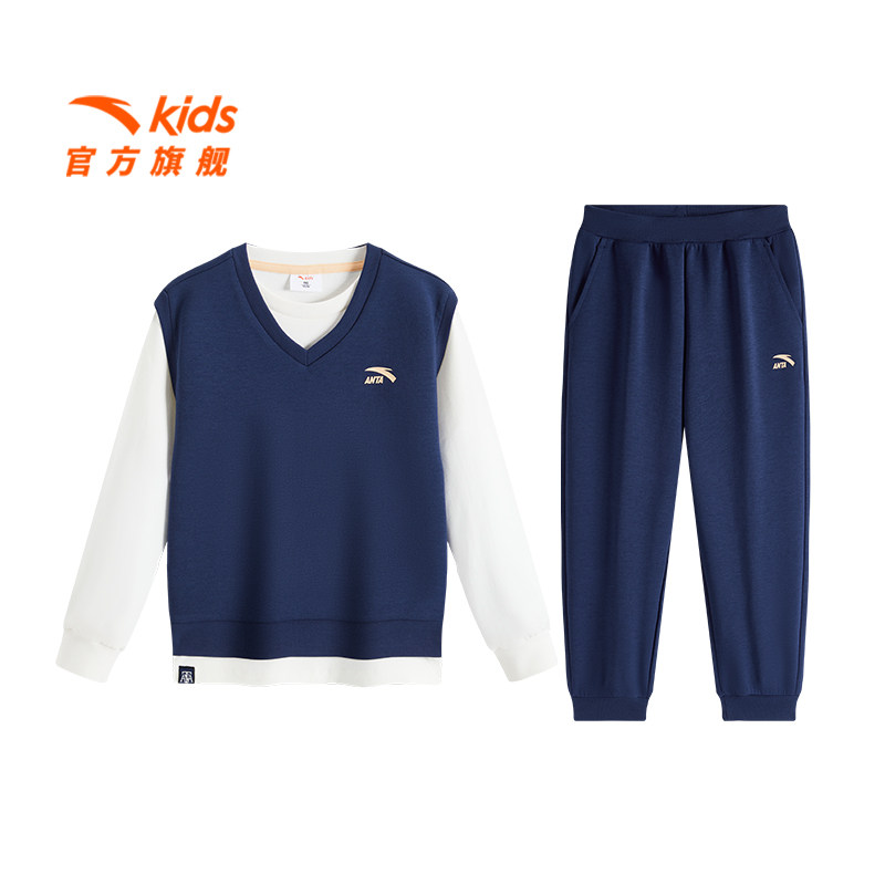 安踏儿童男小童三件套2025冬季新款舒适亲肤儿童卫衣背心裤子套装