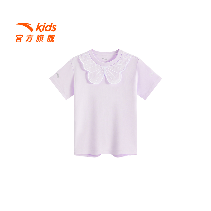 安踏儿童女小童针织短袖衫