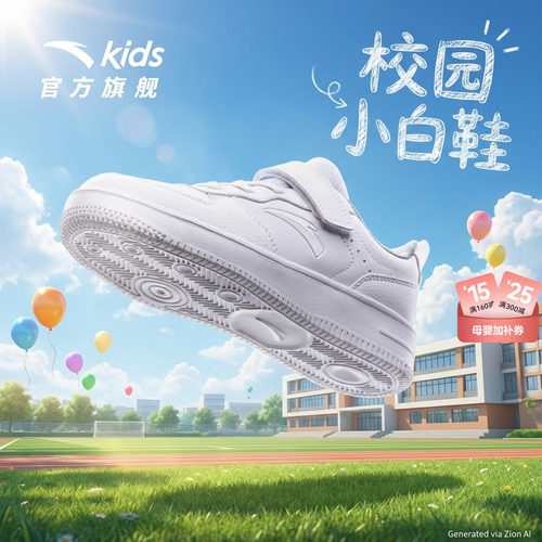 安踏儿童小白鞋低帮板鞋男女童