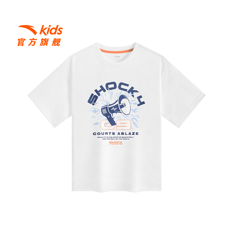 安踏儿童男大童针织短袖衫