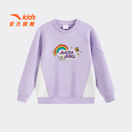 安踏儿童女大童针织套头衫