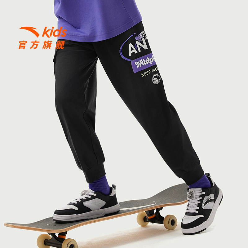 安踏儿童男大童针织运动长裤2026夏新款透气亲肤中大童遮阳防晒裤