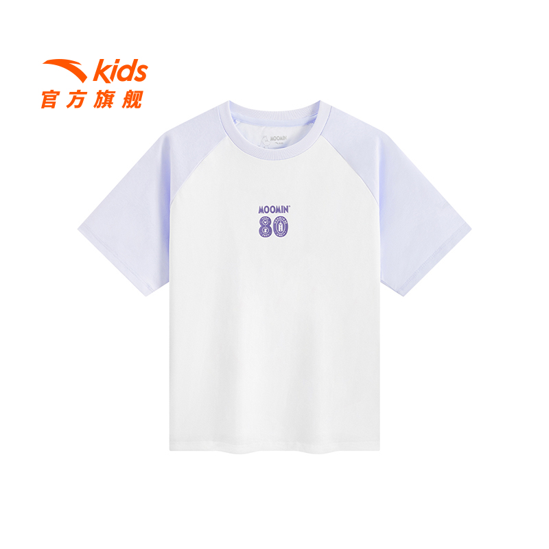 安踏儿童女大童针织短袖衫