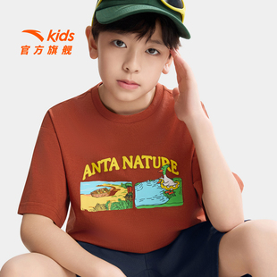 大花潮流T恤 新款 户外WWF系列安踏儿童短T男童圆领短袖 2026年夏季