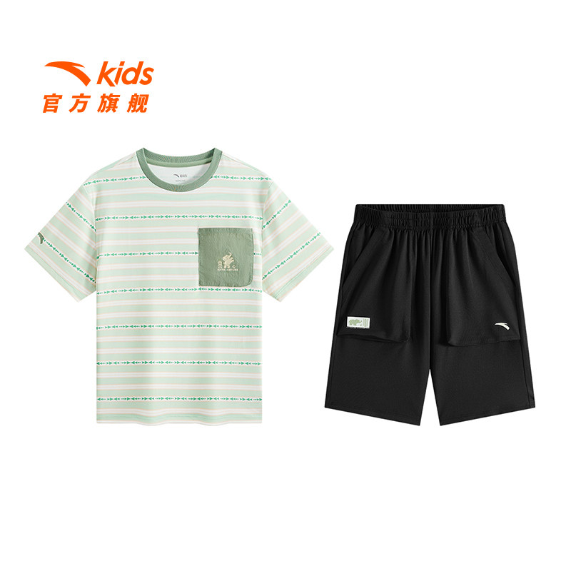 商场同款安踏男童宝宝宝宝套装夏2025款户外洋气短袖短裤条纹套装,童装/婴儿装/亲子装,套装,淘宝优惠券,粉丝福利购,淘宝优惠卷