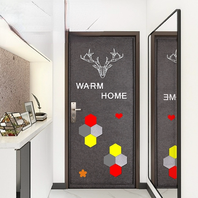 毛毡门贴纸自粘防盗门入户门改造旧木门创意翻新改色北欧装饰隔音