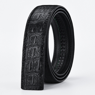 无头皮带男士 打孔不带头纯牛皮自动扣腰带青年潮平滑扣百搭皮带条