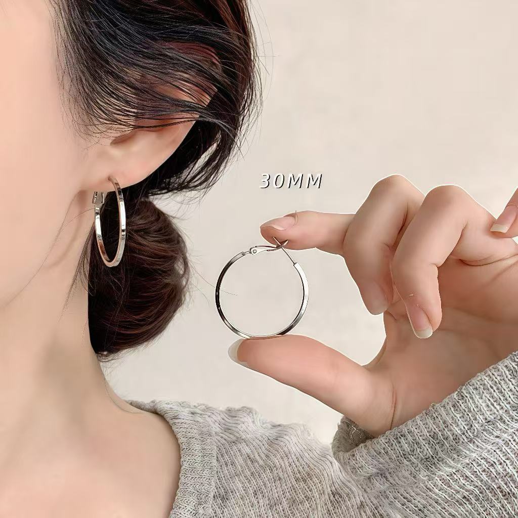S999纯银针耳圈耳环2025爆款耳环