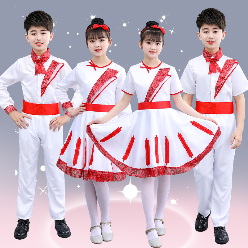 大合唱团诗歌朗诵背带裤表演服