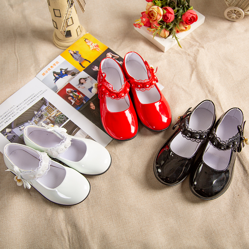 韩版公主中大童白色黑色舞蹈鞋