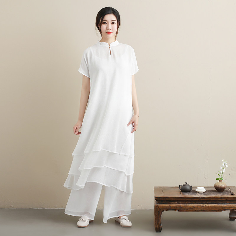 中国风禅舞服宽松复古改良汉服连连衣裙