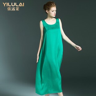 真丝打底连衣裙夏季新款2025欧美时尚中长款宽松大摆无袖背心裙女