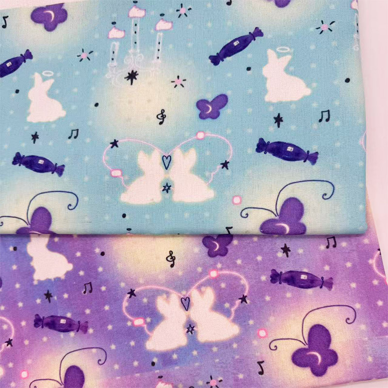 原创版权梦幻渐变星空少女风加密棉麻布料diy手工印花布桌布包包