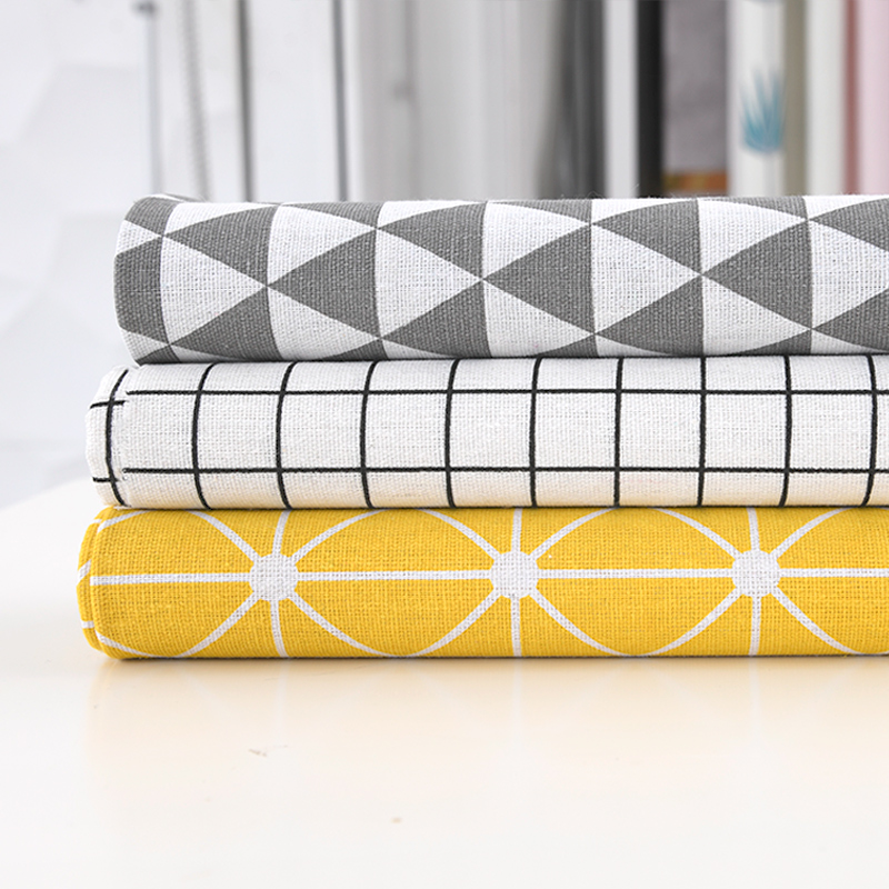 桌布几何格子棉麻学生长方形