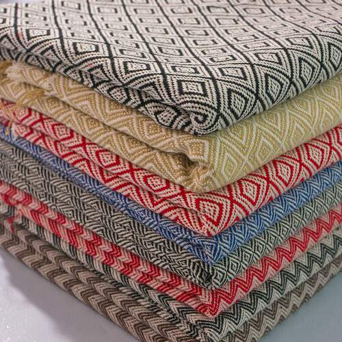 色织粗麻布料加厚亚麻麻布桌布窗帘沙发面料格子菱形布头清仓处理