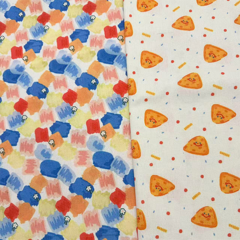 可爱卡通涂鸦印花布加密棉麻布料diy手工布头装饰桌布面料包包布