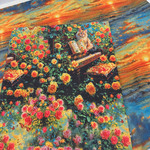 美式油画风景画印花布加密棉麻布料装饰面料桌布沙发盖布diy手工