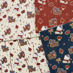 原创独家版权暖冬小狗印花布加密棉麻布料diy手工面料桌布包包布