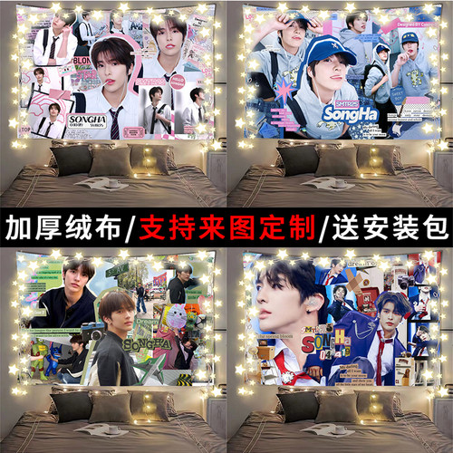 李松河songha明星周边背景布学生寝室房间床头装饰墙布氛围挂布毯