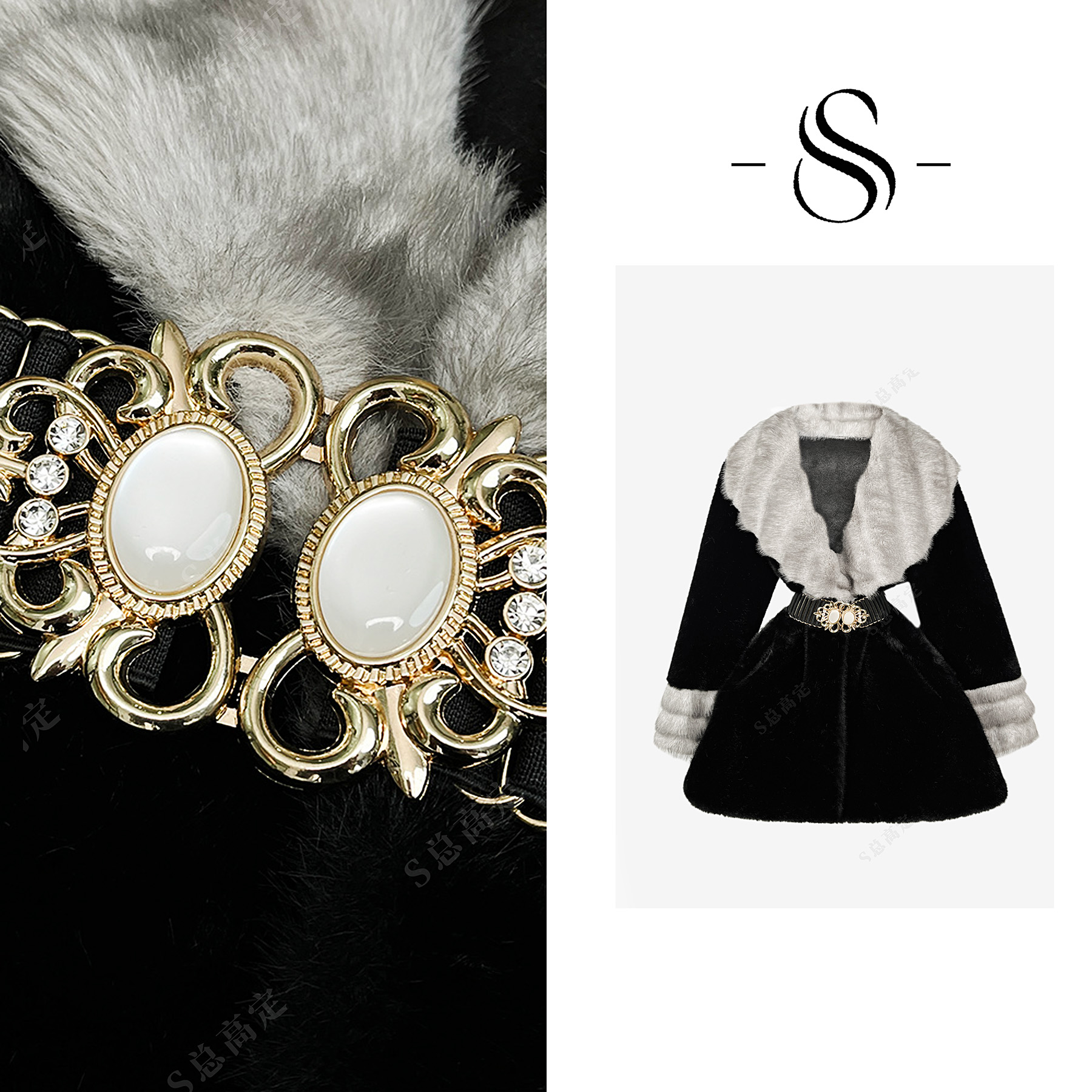 NIMOSHI【高定】冬季新款轻熟风V领高级感减龄显瘦中长外套D0164