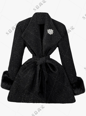 NIMOSHI【高定】冬季新款高级高奢风拼接设计气质短外套女D0293