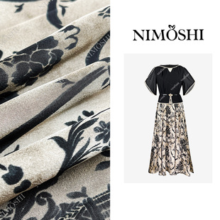 高奢黑白拼接大裙摆减龄碎花风连衣裙Q1975 欧式 NIMOSHI 高定