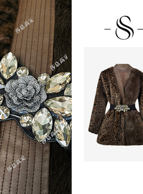 NIMOSHI【高定】冬季韩系轻奢豹纹图案计束腰气质短外套女D0254