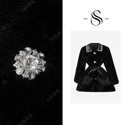 NIMOSHI【高定】冬季新款法式高级时尚拼接设计气质短外套D0420