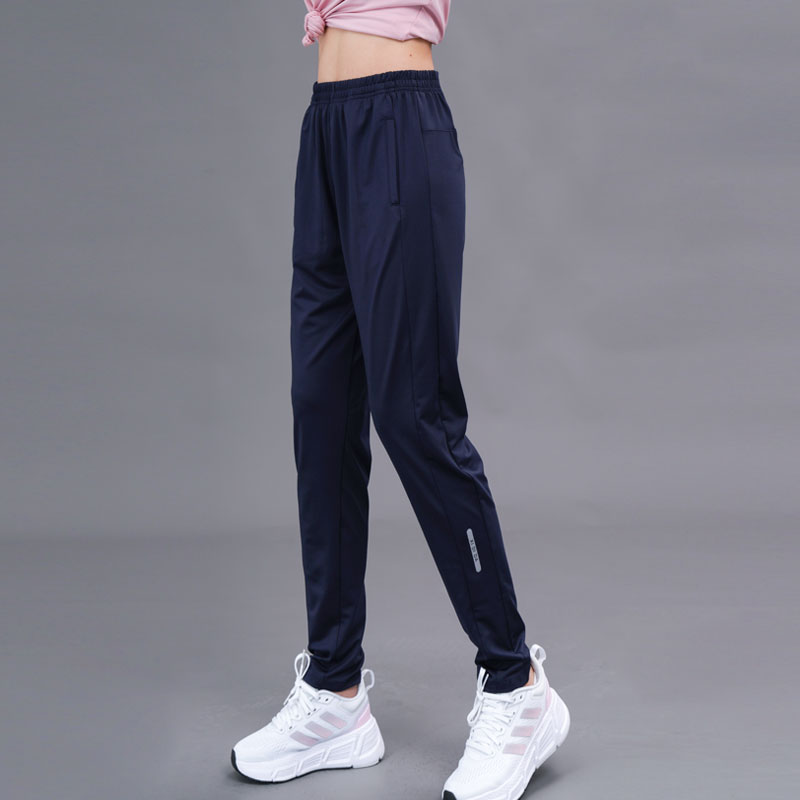 拉链口袋加绒高腰速干运动长裤女春秋薄款直筒裤显瘦宽松跑步健身