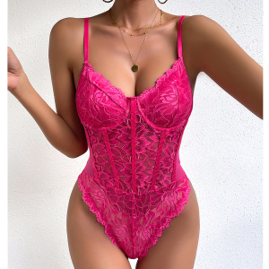 欧美法式宫廷内衣网红主播衣服蕾丝花边修身显瘦旅拍露背连体衣