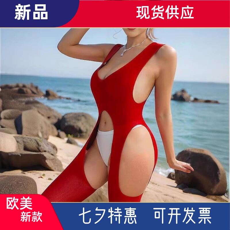 网纱连身吊带袜女高叉连体衣欧美镂空薄款性感黑丝紧身衣连裤袜子