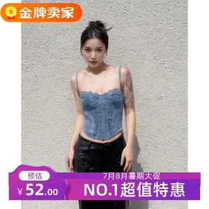 蕾丝吊带背心女夏季新款内搭欧美设计感小众收腰显瘦鱼骨抹胸上衣