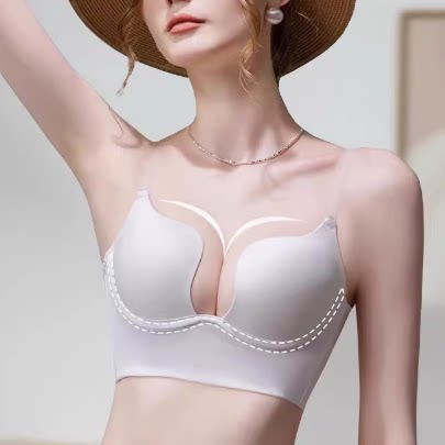 晚礼服内衣后背隐形无痕u型美背小胸聚拢婚纱露背装专用薄款文胸