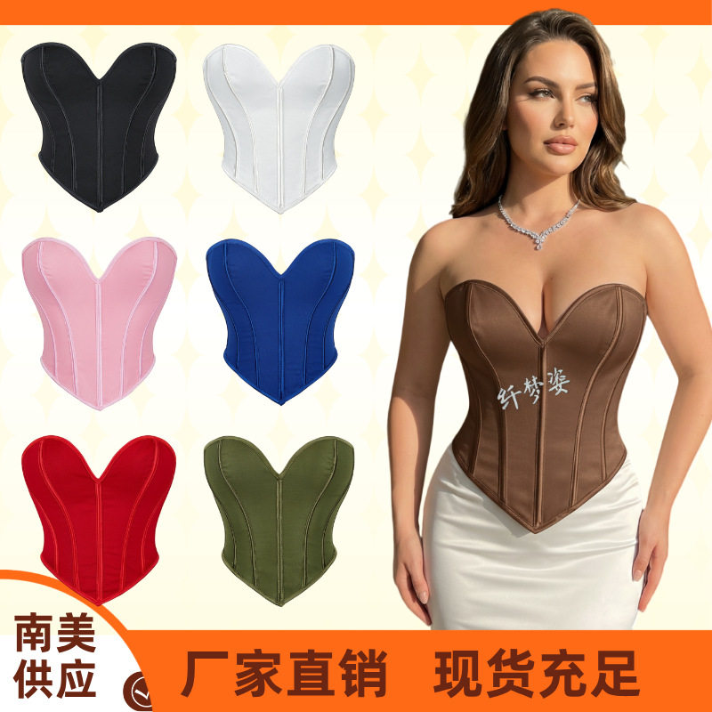 新款抹胸文胸鱼骨胸衣女性感内衣宫廷骨衣亚马逊速卖通corset