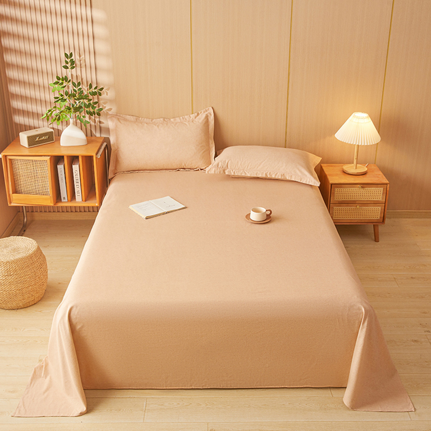 拼接床四季款全棉磨毛加厚床单纯棉100超大尺寸榻榻米定制纯色粉