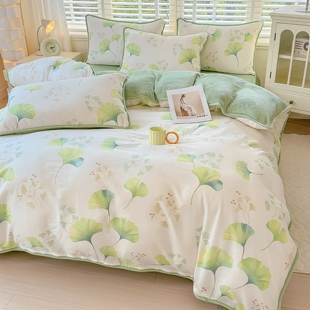 定制纯棉加绒被套ab面单面绒一面全棉加厚牛奶珊瑚绒两用被罩冬季