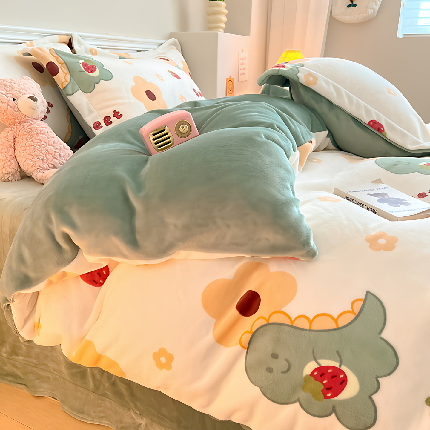 【不掉毛抗静电】牛奶绒四件套